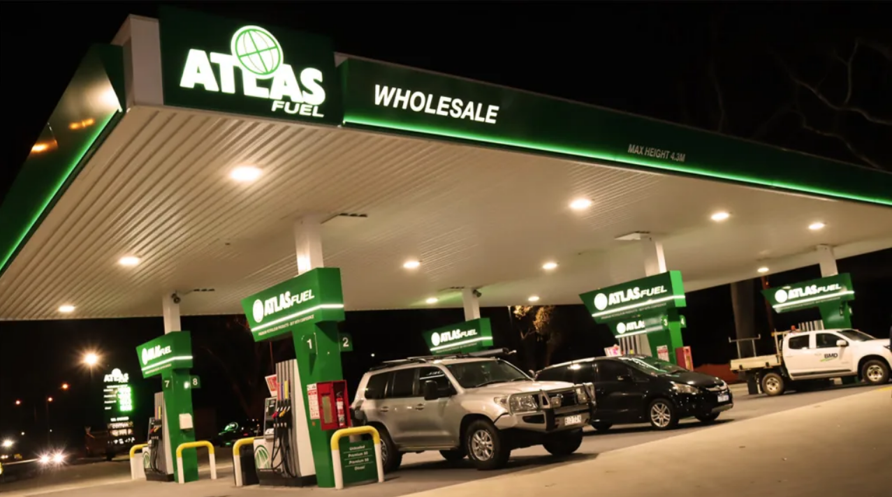 Atlas Fuel Station at Night